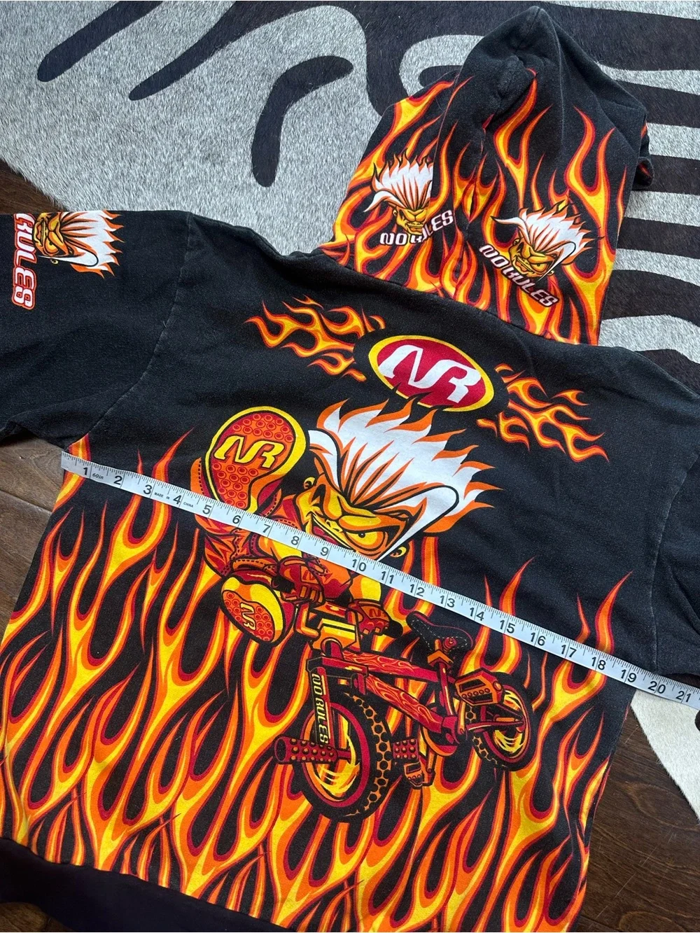 Vintage No Rules Flames BMX Hoodie Youth XL